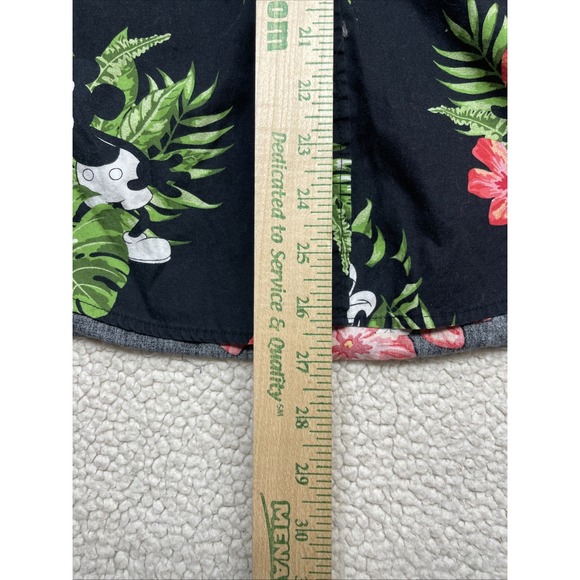 DISNEY MICKEY MOUSE MENS BUTTON SHIRT‎ SIZE Small HAWAIIAN FLORAL 2 TONE POCKET - Picture 3 of 6